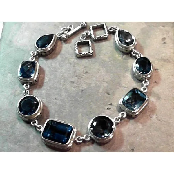 Sterling Silver Bracelet with London Blue Topazes- 8 Inches Bluestone Jewelry Tahoe City, CA