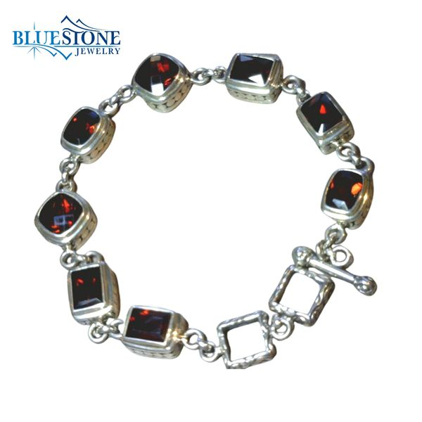 Sterling Silver Garnet Bracelet- 7.75 Inches Bluestone Jewelry Tahoe City, CA