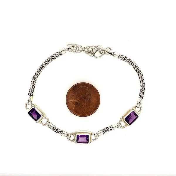 Sterling Silver Bracelet with Amethyst- 7.5 Inches Image 2 Bluestone Jewelry Tahoe City, CA