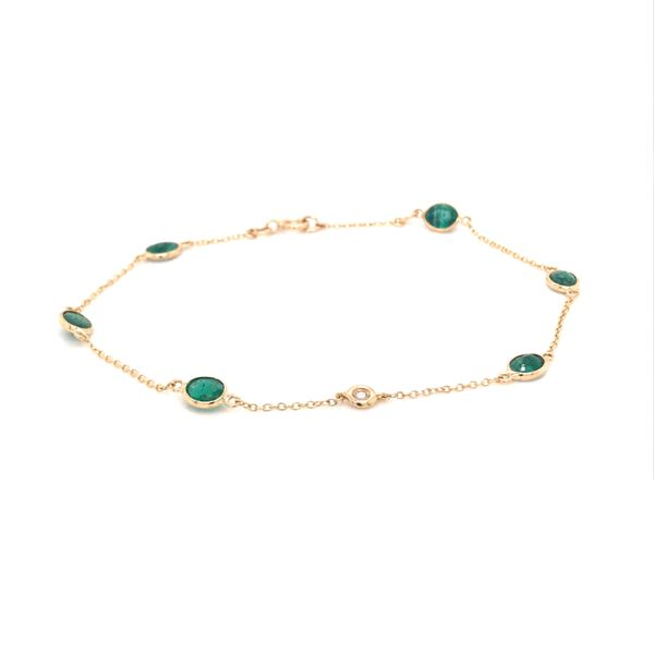 18K Yellow Gold Elegant Link Bracelet w/ Emeralds & Diamond Image 3 Bluestone Jewelry Tahoe City, CA