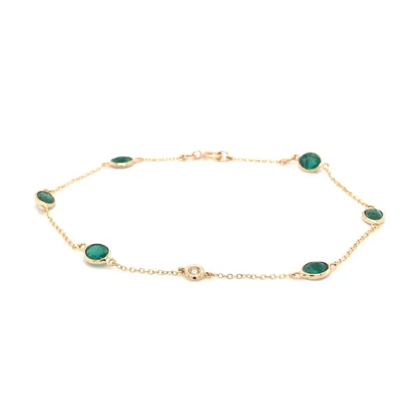 18K Yellow Gold Elegant Link Bracelet w/ Emeralds & Diamond Bluestone Jewelry Tahoe City, CA