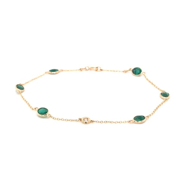 18K Yellow Gold Elegant Link Bracelet w/ Emeralds & Diamond Bluestone Jewelry Tahoe City, CA