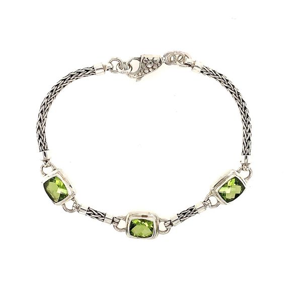 Sterling Silver Bracelet with Peridots- 7.5