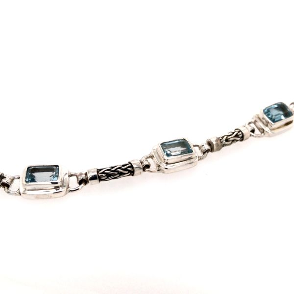 Sterling Silver Bracelet with Blue Topazes- 7.5 Inches Image 2 Bluestone Jewelry Tahoe City, CA