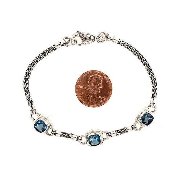 Sterling Silver Bracelet with London Blue Topazes- 7 Inches Image 2 Bluestone Jewelry Tahoe City, CA