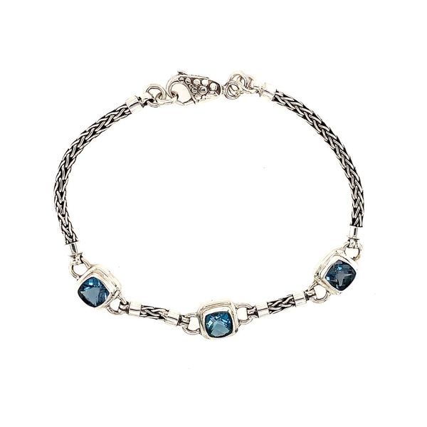 Sterling Silver Bracelet with London Blue Topazes- 7 Inches Bluestone Jewelry Tahoe City, CA