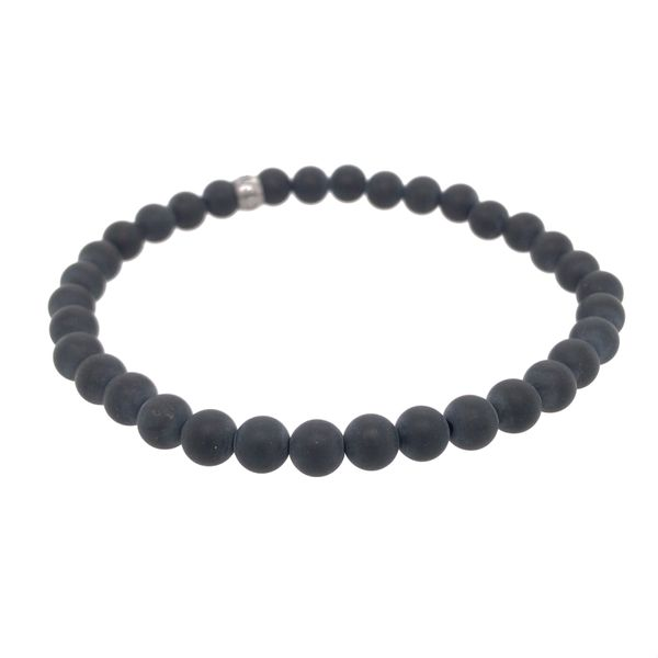 Black Matte Agate Stone Stretchable Beaded Bracelet- 7.5 Inches Bluestone Jewelry Tahoe City, CA