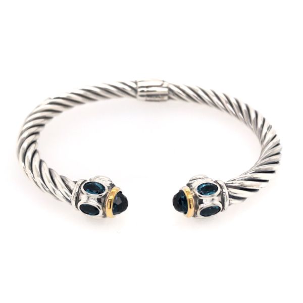 Silver & Gold Small Cable Bracelet with London Blue Topaz Bluestone Jewelry Tahoe City, CA