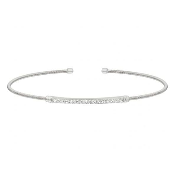 Silver Flexible Cable Cuff Bracelet with CZs Bluestone Jewelry Tahoe City, CA