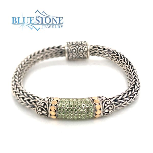 Silver & Gold Bracelet with Peridots- 7 inches Bluestone Jewelry Tahoe City, CA