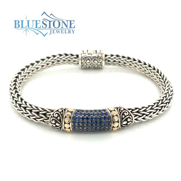 Silver & 18kt Yellow Gold Bracelet with Sapphires- 7.5 Inches Bluestone Jewelry Tahoe City, CA