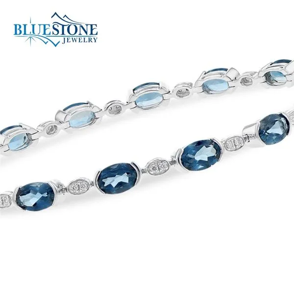 14kt White Gold London Blue Topaz and Diamond Bracelet 7 In Bluestone Jewelry Tahoe City CA