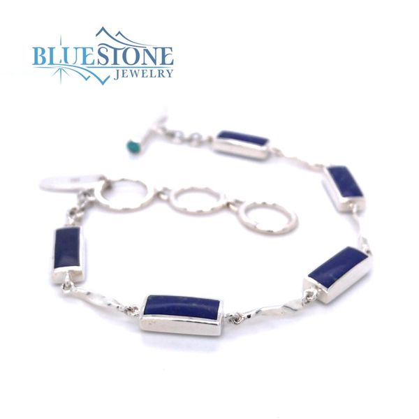 Sterling Silver Turquoise and Lapis Bracelet- 8 Inches Image 2 Bluestone Jewelry Tahoe City, CA