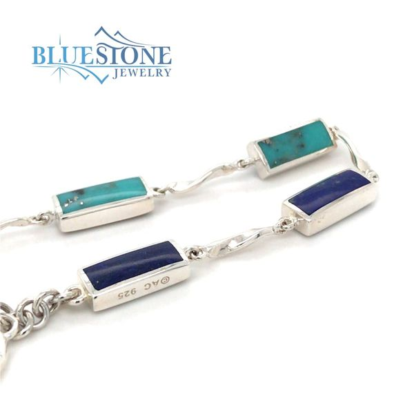 Sterling Silver Turquoise and Lapis Bracelet- 8 Inches Image 4 Bluestone Jewelry Tahoe City, CA