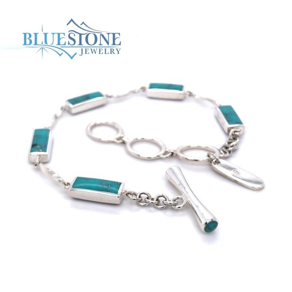 Sterling Silver Turquoise and Lapis Bracelet- 8 Inches Bluestone Jewelry Tahoe City, CA