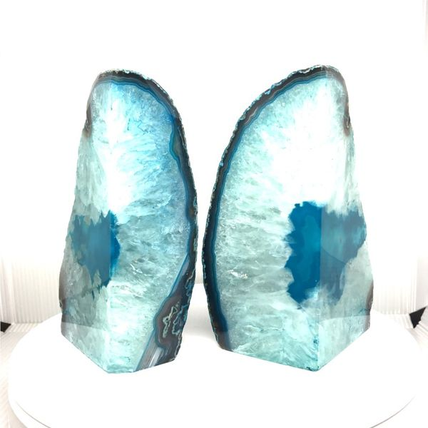 Blue Agate Gemstone Book Ends from Brazil Image 3 Bluestone Jewelry Tahoe City, CA