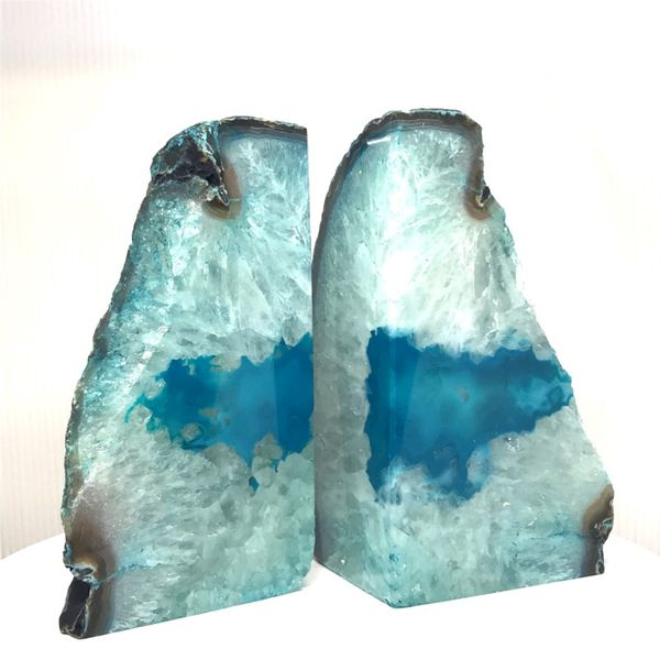 Blue Agate Gemstone Book Ends from Brazil Bluestone Jewelry Tahoe City, CA