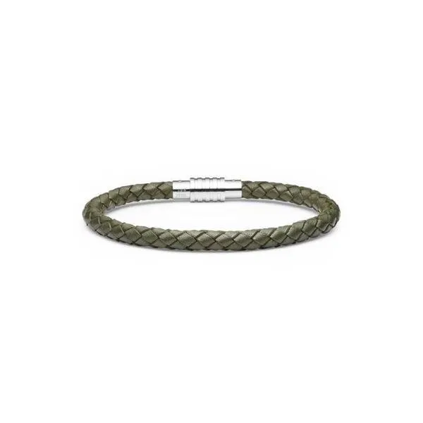 Green Leather Bracelet with Steel Clasp- Small 7.5 Inches Bluestone Jewelry Tahoe City, CA