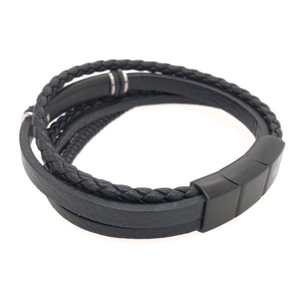 Black Multi-Band Leather Bracelet Image 2 Bluestone Jewelry Tahoe City, CA
