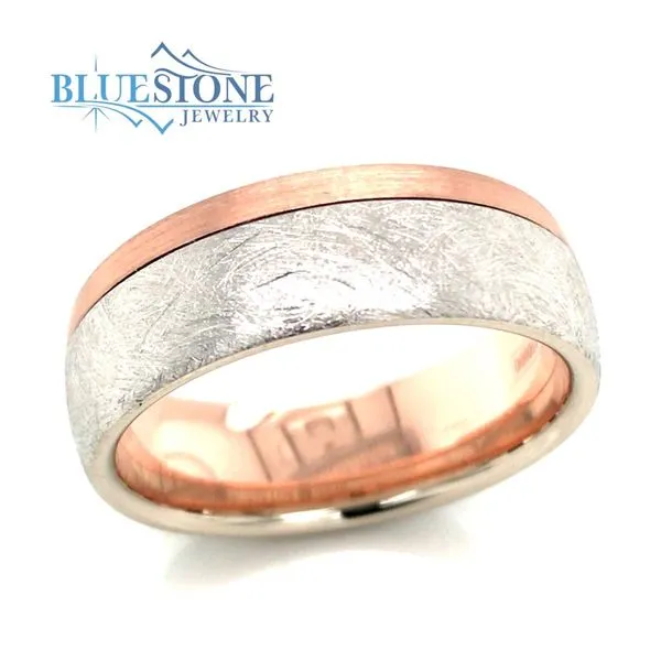 14 Karat White & Rose Gold Wedding Band- 7.5mm wide Bluestone Jewelry Tahoe City, CA