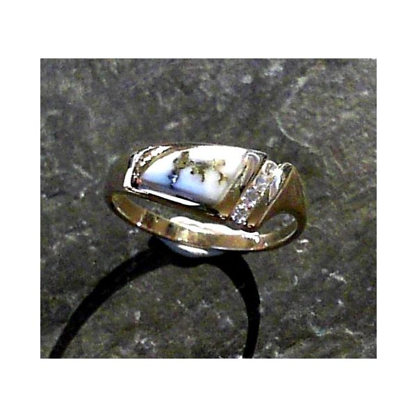 14 Karat Yellow Ring with Gold Quartz and Diamonds Bluestone Jewelry Tahoe City, CA