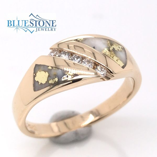 14kt Yellow Gold Diamond and Gold Quartz Ring Bluestone Jewelry Tahoe City, CA