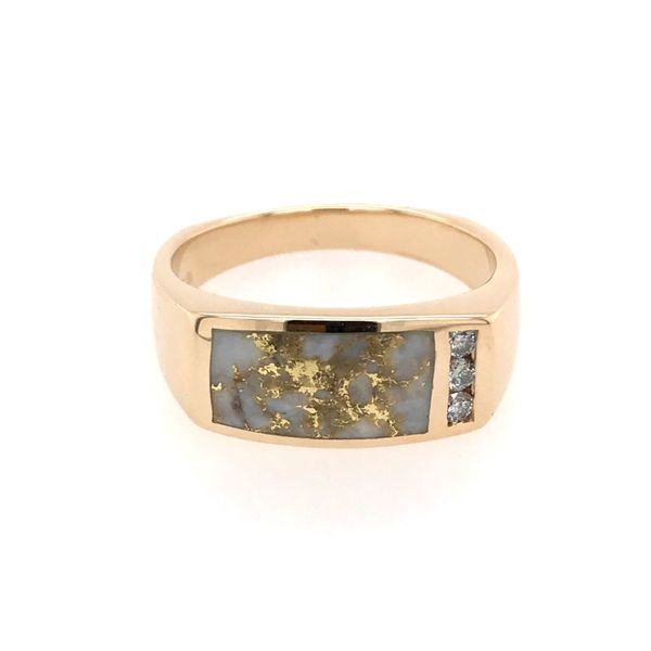 14 Karat Yellow Ring with Gold Quartz and Diamonds Image 2 Bluestone Jewelry Tahoe City, CA