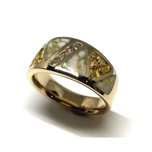 14 Karat Yellow Ring with Gold Quartz, Nuggets and Diamonds Image 3 Bluestone Jewelry Tahoe City, CA