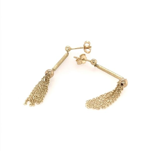 14 Karat Yellow Gold Tassel Design Dangle Post Drop Stud Earrings Image 2 Bluestone Jewelry Tahoe City, CA