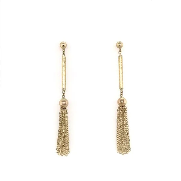 14 Karat Yellow Gold Tassel Design Dangle Post Drop Stud Earrings Bluestone Jewelry Tahoe City, CA