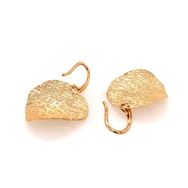 14kt Yellow Gold Curved Disc Textured Earrings Image 2 Bluestone Jewelry Tahoe City, CA