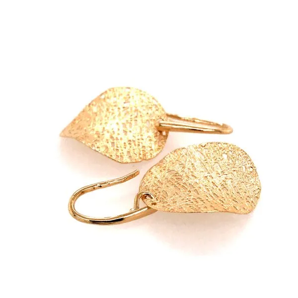 14kt Yellow Gold Curved Disc Textured Earrings Image 3 Bluestone Jewelry Tahoe City, CA