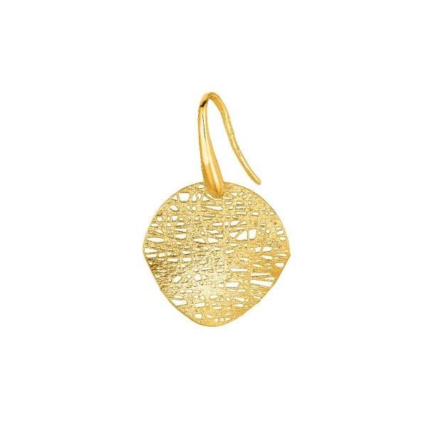 14 Karat Yellow Gold Curved Disc Textured Earrings Bluestone Jewelry Tahoe City, CA