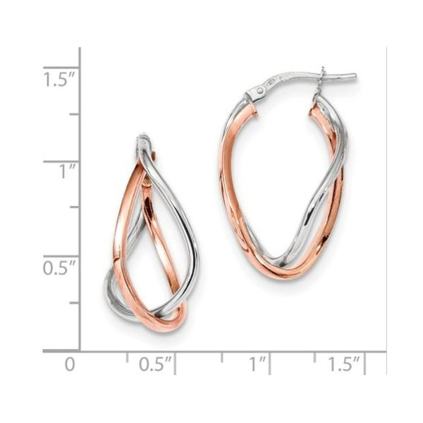 14 Karat Rose & White Gold Fancy Hoop Earrings Image 2 Bluestone Jewelry Tahoe City, CA