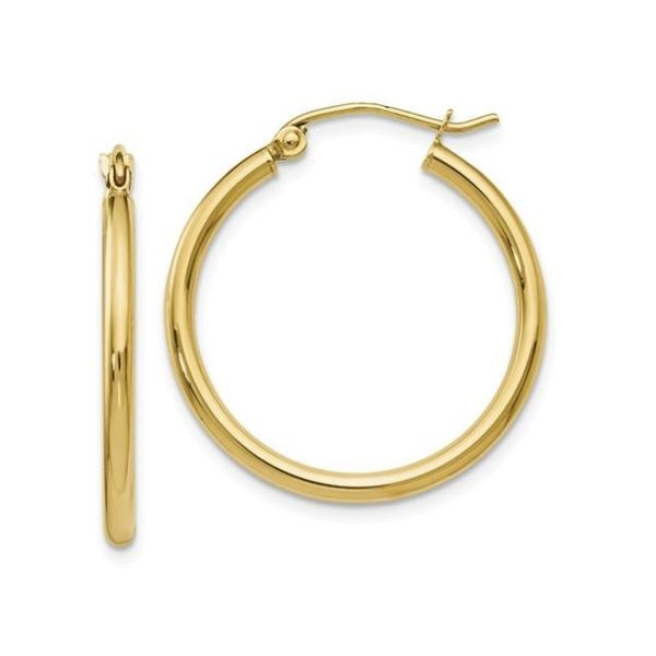 14 Karat Yellow Gold Hoop Earrings 25mm x 25mm Bluestone Jewelry Tahoe City, CA