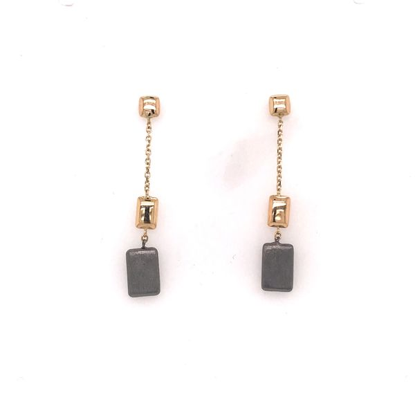 14K Yellow Gold Elegant Link Earrings w/ Beads (Black Rhodium) Bluestone Jewelry Tahoe City, CA