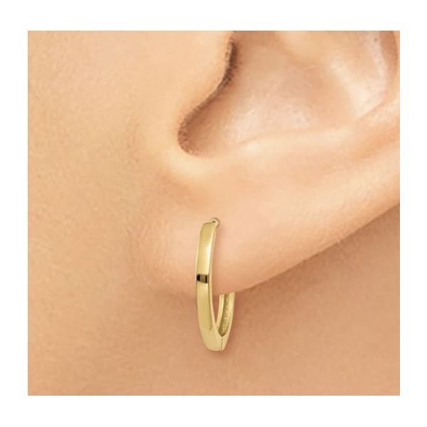 14K Yellow Gold Huggies Earrings 13x1.8mm Image 4 Bluestone Jewelry Tahoe City, CA