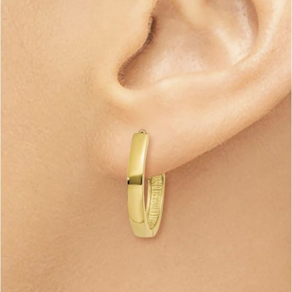 14 Karat Yellow Gold Huggie Earrings. 18mm x 2.5mm Image 3 Bluestone Jewelry Tahoe City, CA