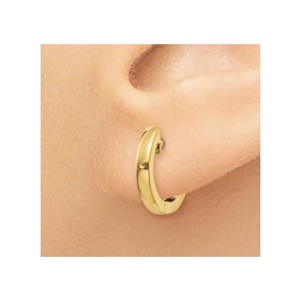14K Yellow Gold Huggie Earrings 2x12mm Image 3 Bluestone Jewelry Tahoe City, CA
