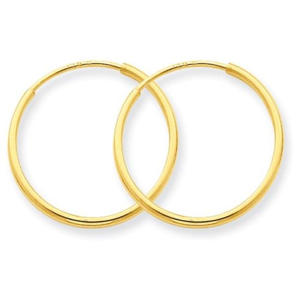 14 Karat Yellow Gold Hoop Earrings 1.25mm x 19.5mm Bluestone Jewelry Tahoe City, CA