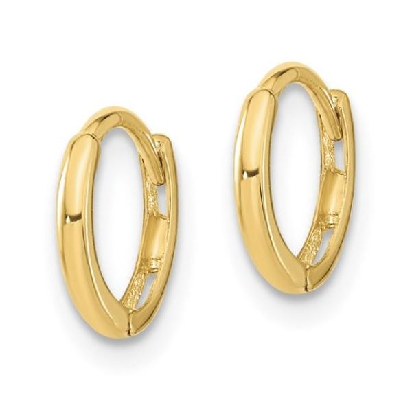 14 Karat Yellow Gold Hinged Hoop Earrings 1.3mm wide by 10mm tall Image 2 Bluestone Jewelry Tahoe City, CA