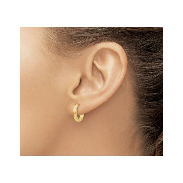 14 Karat Yellow Gold Huggie Earrings. 12.5mm x 2mm Image 4 Bluestone Jewelry Tahoe City, CA