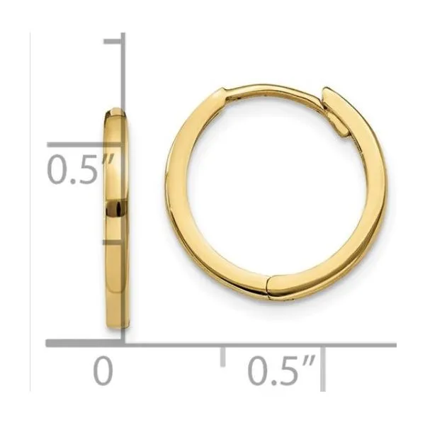 14K Yellow Gold Huggies Earrings 13x1.8mm Image 3 Bluestone Jewelry Tahoe City, CA