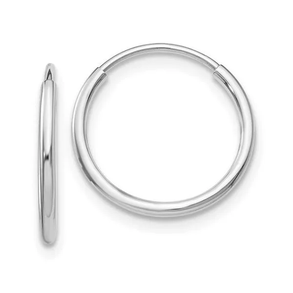 14 Karat White Gold 1.5mm Hoop Earrings (14mm) Image 2 Bluestone Jewelry Tahoe City, CA