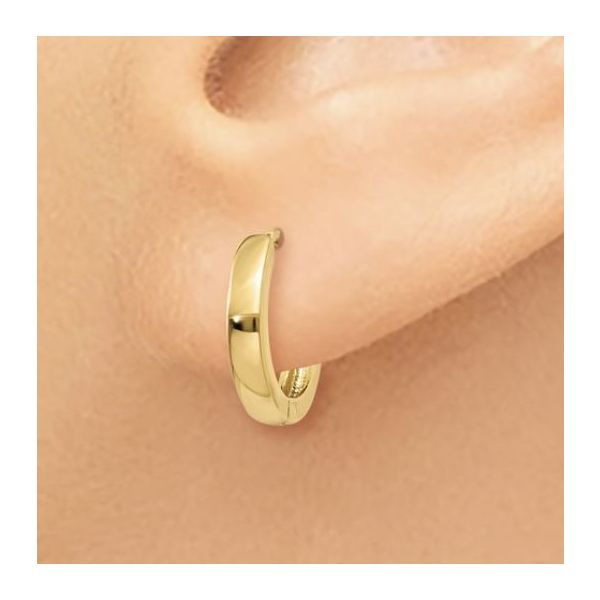 14 Karat Yellow Gold Huggie Hinged Hoop Earrings. Measure 8mm x 8mm x Image 3 Bluestone Jewelry Tahoe City, CA