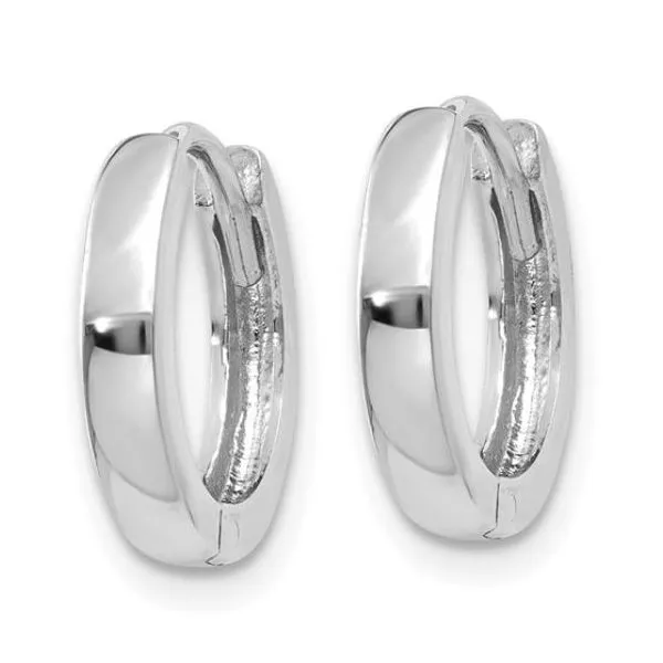 14 Karat White Gold Huggie Hinged Hoop Earrings 11x10x2mm Bluestone Jewelry Tahoe City, CA