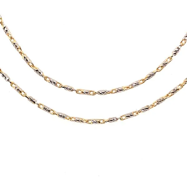 Two-Tone 14 Karat White & Yellow Gold Diamond Cut Raso Chain Length 18 Image 2 Bluestone Jewelry Tahoe City, CA