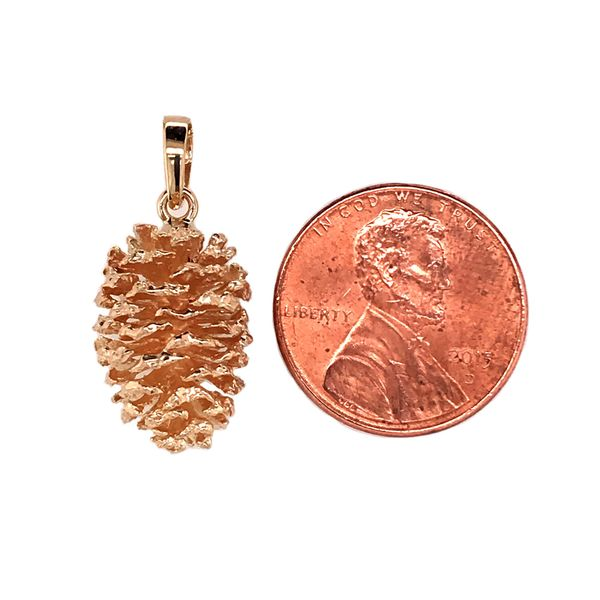 14 Karat Yellow Gold Pine Cone Pendant Image 3 Bluestone Jewelry Tahoe City, CA