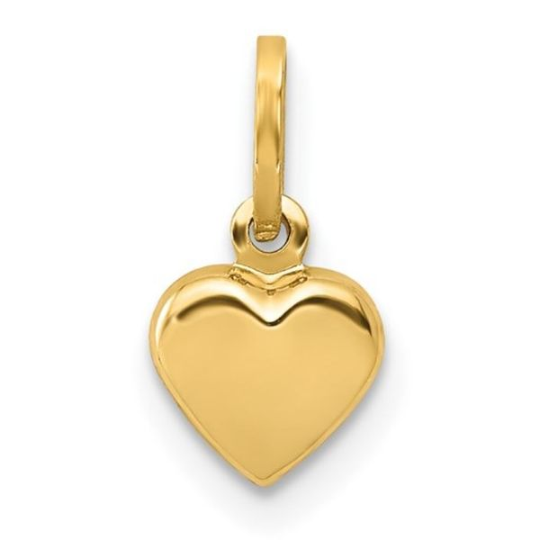 Mini 14 Karat Yellow Gold Polished 3-D Puffed Heart Charm Bluestone Jewelry Tahoe City, CA