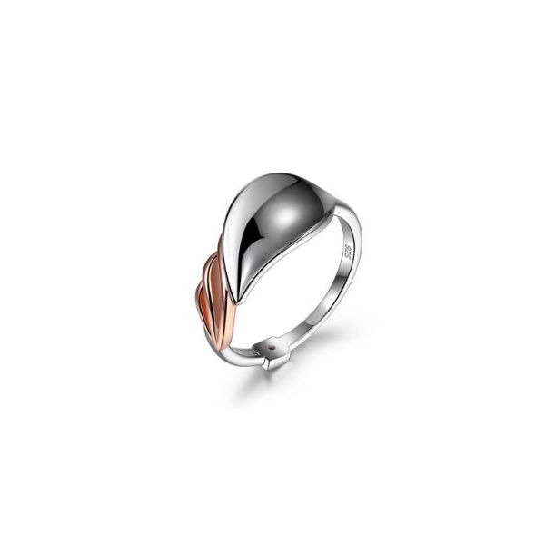 Sterling Silver with Rhodium and 14 Karat Rose Gold Plating Petal Ring Bluestone Jewelry Tahoe City, CA